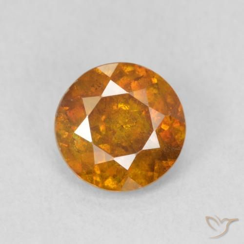 0.87ct Natural Naranja marrón esfalerita, Redondo, SI