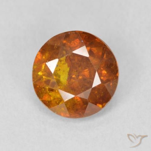 1.14ct Natural Naranja marrón esfalerita, Redondo, SI