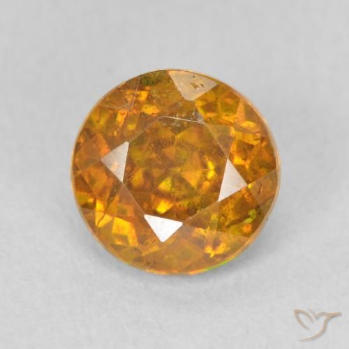 1.37ct Natural Naranja oscuro esfalerita, Redondo, SI