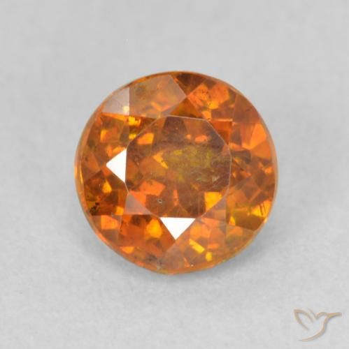 0.89ct Natural Naranja oscuro esfalerita, Redondo, SI
