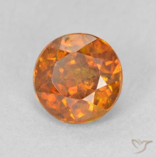 Esfalrita Naranja oscuro natural de 0.89 ct, Redondo, SI