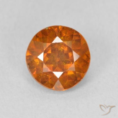 1.10ct Natural Naranja medio Esfalrita, Redondo, SI