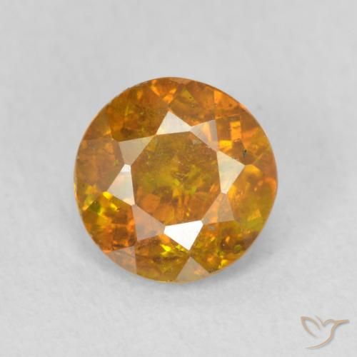 1.11ct Natural Naranja medio esfalerita, Redondo, SI