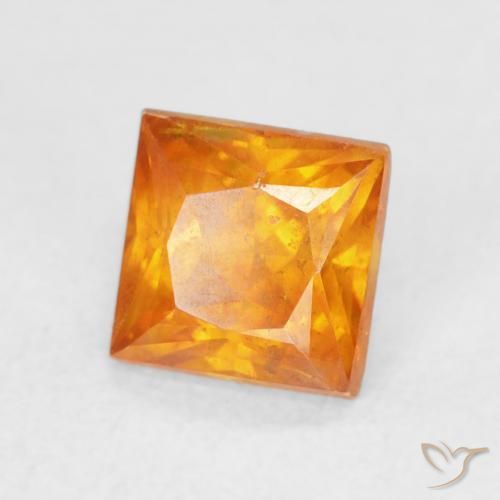 Esfalrita Naranja albaricoque natural de 1.33 ct, Cuadrado, SI
