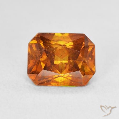 2.75ct Natural Medium Dark-Orange esfalerita, corte esmeralda, SI
