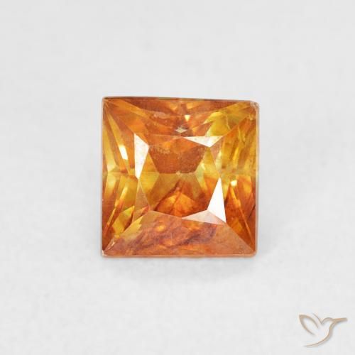 0.88ct Natural Naranja medio esfalerita, Cuadrado, SI