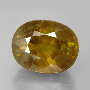 Esfena amarillo natural de 11,45 ct, corte óvalo, SI