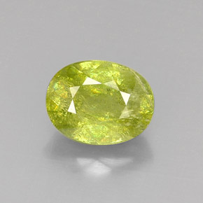 Esfena verde natural de 5,59 ct, corte óvalo, SI