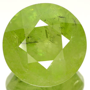 Esfena verde natural de 7,01 ct, corte redondo, SI