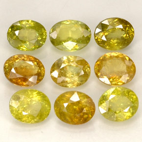 Gemas de esfena multicolor natural de  ct, corte óvalo, VS-SI