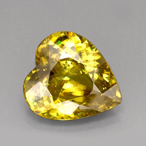 Esfena amarillo natural de 12,18 ct, forma de corazón, VVS