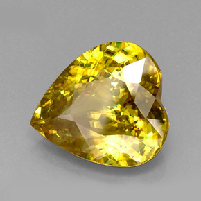 Esfena amarillo natural de 12,18 ct, forma de corazón, VVS