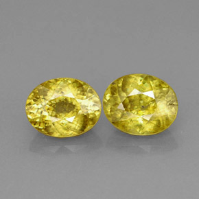 Gemas de esfena amarillo natural de  ct, corte óvalo, VS