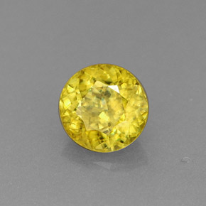 Esfena amarillo natural de 0,69 ct, corte redondo, VS