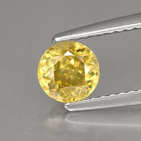 Esfena amarillo natural de 0,72 ct, corte redondo, SI
