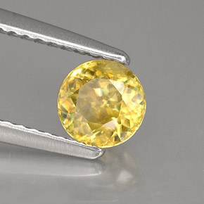 Esfena amarillo natural de 0,72 ct, corte redondo, SI