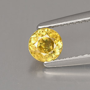 Esfena amarillo natural de 0,49 ct, corte redondo, VS