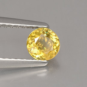 Esfena amarillo natural de 0,49 ct, corte redondo, VS