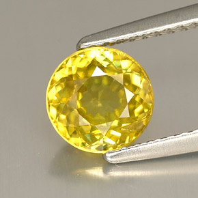 Esfena Dorado amarillo natural de 1.31 ct, Corte Redondo, VVS-VS