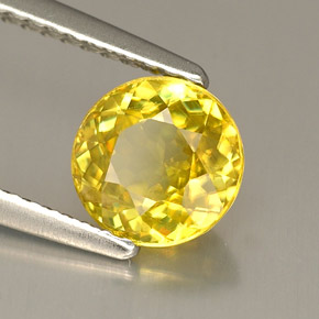 Esfena Dorado amarillo natural de 1.31 ct, Corte Redondo, VVS-VS