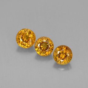 Gemas de esfena naranja natural de  ct, corte redondo, VS