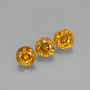 Gemas de esfena naranja natural de  ct, corte redondo, VS