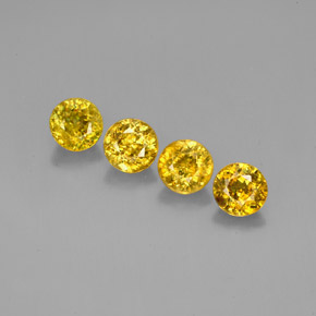 Gemas de esfena amarillo natural de  ct, corte redondo, VS