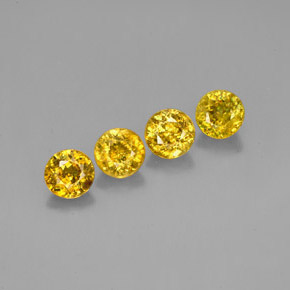 Gemas de esfena amarillo natural de  ct, corte redondo, VS