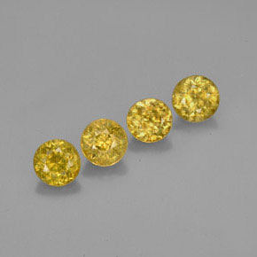 Gemas de esfena oro natural de  ct, corte redondo, VS