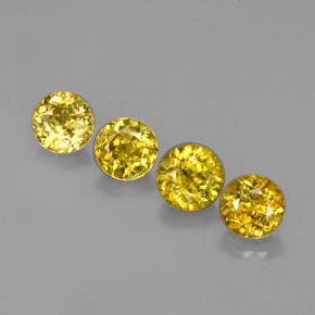 Gemas de esfena amarillo natural de  ct, corte redondo, VS