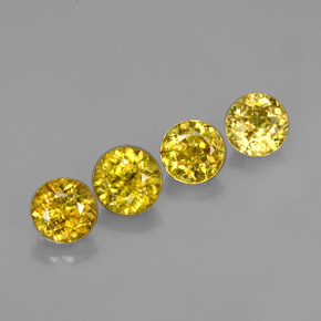 Gemas de esfena amarillo natural de  ct, corte redondo, VS