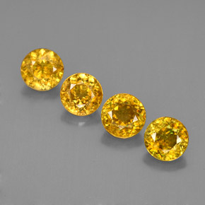 Gemas de esfena amarillo natural de  ct, corte redondo, VS