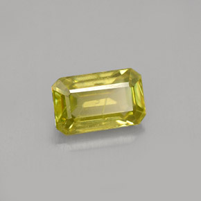 Esfena amarillo natural de 1,25 ct, corte esmeralda, VS
