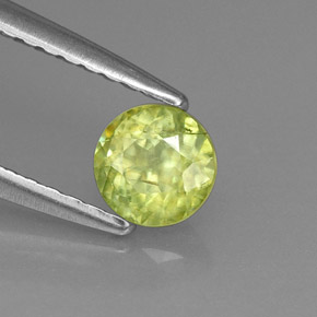 Esfena verde natural de 0,42 ct, corte redondo, VS