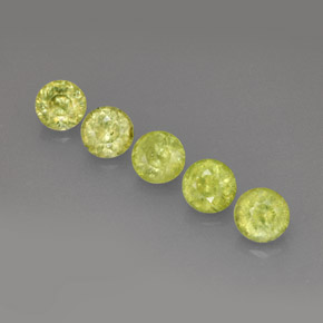 Gemas de esfena verde natural de  ct, corte redondo, VS
