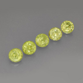 Gemas de esfena verde natural de  ct, corte redondo, VS