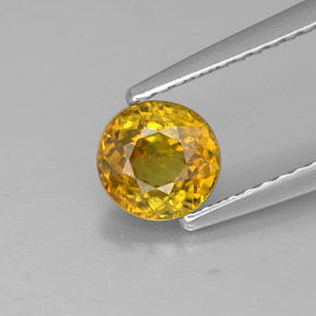 Esfena amarillo natural de 0,79 ct, corte redondo, SI