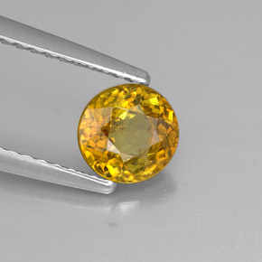 Esfena amarillo natural de 0,79 ct, corte redondo, SI