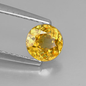 Esfena amarillo natural de 0,69 ct, corte redondo, VS-SI