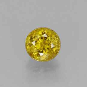 Esfena amarillo natural de 0,43 ct, corte redondo, VS