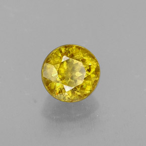 Esfena amarillo natural de 0,43 ct, corte redondo, VS
