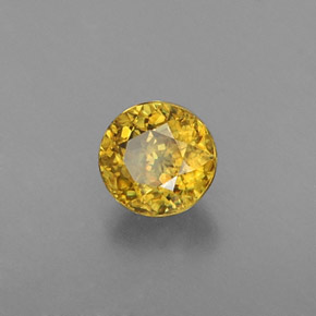 Esfena amarillo natural de 0,42 ct, corte redondo, VS