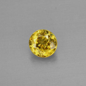 Esfena Dorado amarillo natural de 0.49 ct, Corte Redondo, VVS-VS