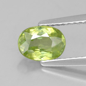 Esfena verde natural de 1,07 ct, corte óvalo, VVS-VS