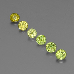 Gemas de esfena verde natural de  ct, corte redondo, VS