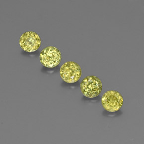 Gemas de esfena verde natural de 1,24 ct, corte redondo, VS-SI