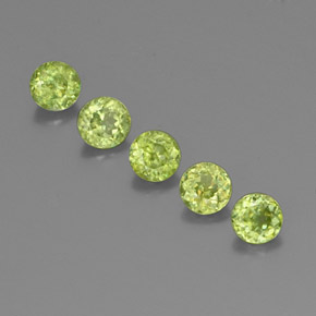 Gemas de esfena verde natural de  ct, corte redondo, VS-SI