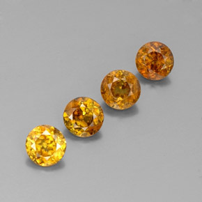 Gemas de esfena amarillo natural de  ct, corte redondo, VS-SI