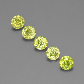 Gemas de esfena verde natural de  ct, corte redondo, VS-SI