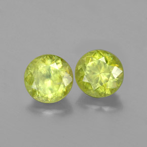 Gemas de esfena verde natural de  ct, corte redondo, VS-SI
